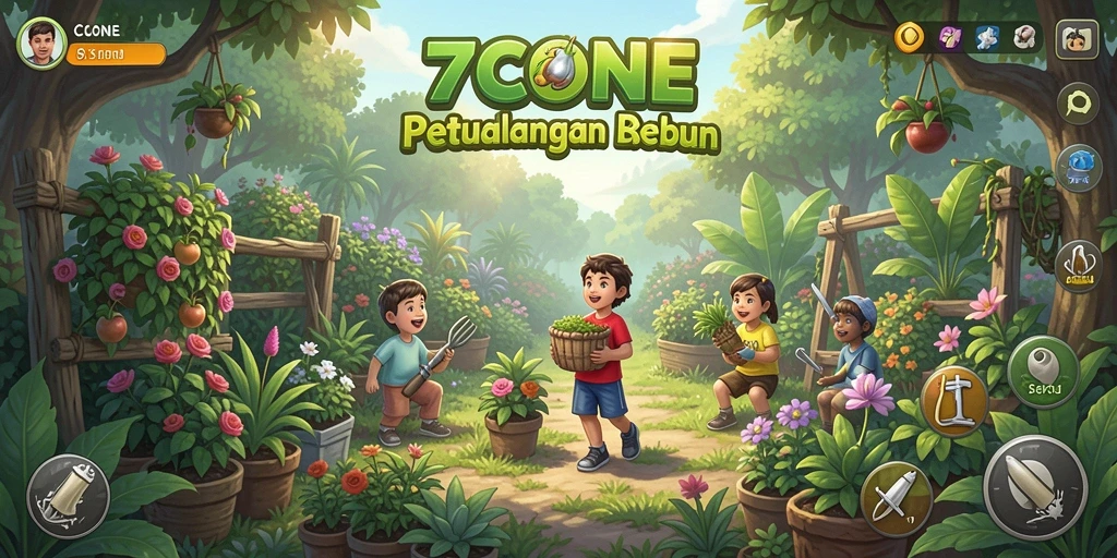 Gameplay menarik saat berkebun di 7CONE.