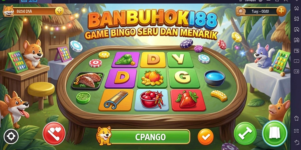 Tampilan gameplay menarik dari BANBUHOKI88 dengan kartu Bingo yang cerah.