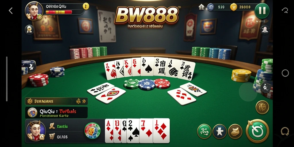 Screenshot BW888 menampilkan momen mendebarkan permainan QiuQiu.