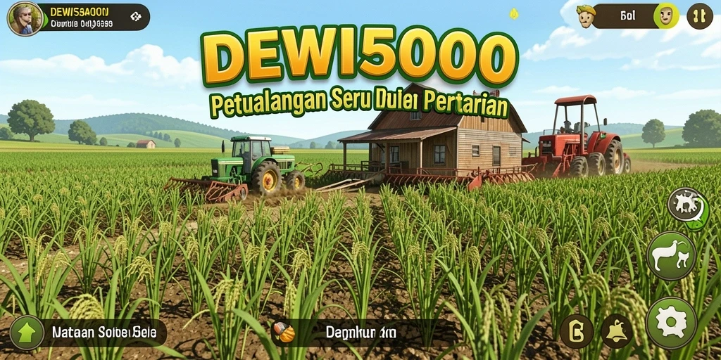 Screenshot gameplay DEWI5000 dengan aktivitas bertani yang seru.
