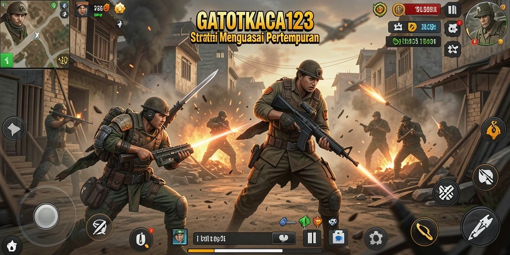 Tampilan gameplay menegangkan dari GATOTKACA123 dalam pertempuran strategis.