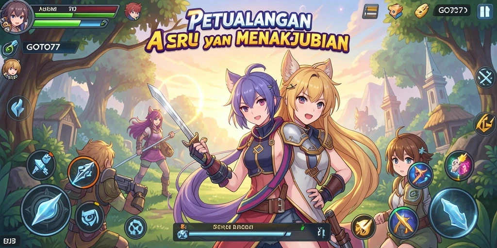 Screenshot menunjukkan karakter anime dalam aksi pertarungan yang seru.
