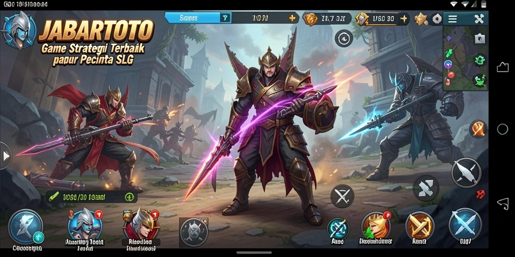 Screenshot gameplay JABARTOTO menunjukkan aksi strategi dan pembangunan kota.