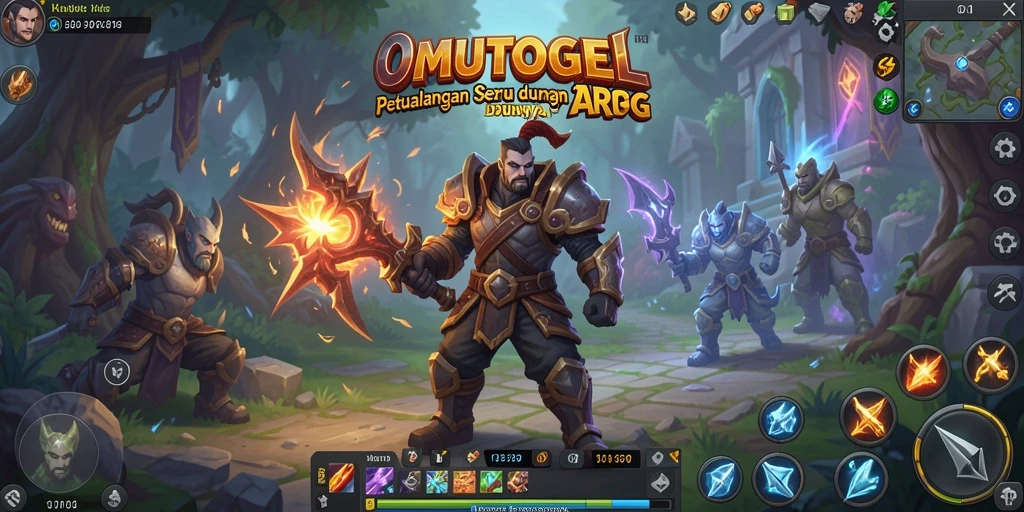 Screenshot gameplay OMUTOGEL menampilkan pertarungan seru antar pahlawan dan monster.