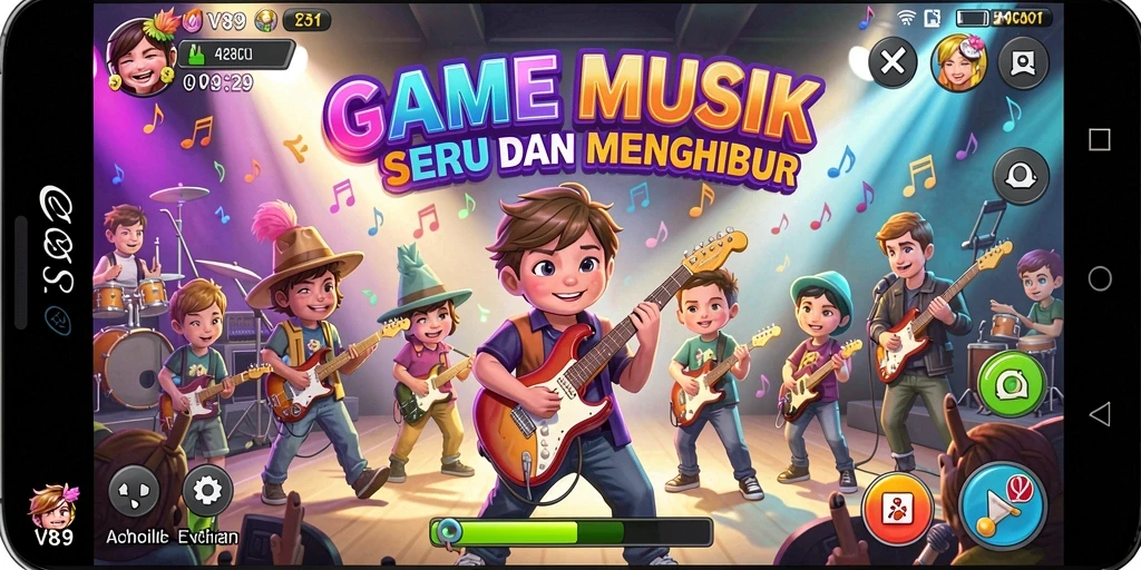 Tampilan gameplay seru V89 menampilkan momen berharga dalam permainan musik.