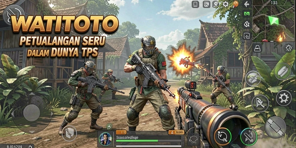 Screenshot gameplay WATITOTO menampilkan aksi mendebarkan di arena TPS.